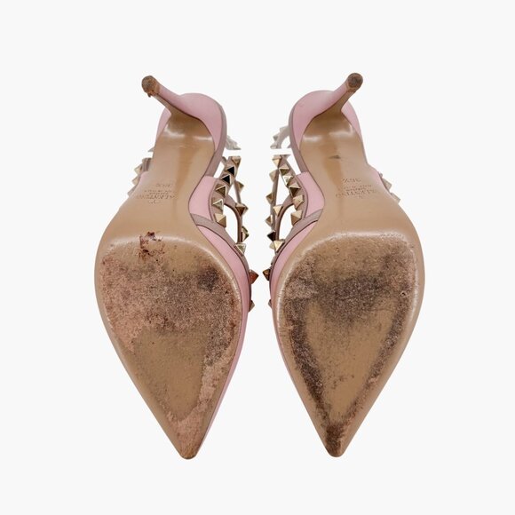 Valentino Rockstud Light Pink Leather Caged Pumps Pointed Heels Size 36.5 US 6.5 - Picture 12 of 15